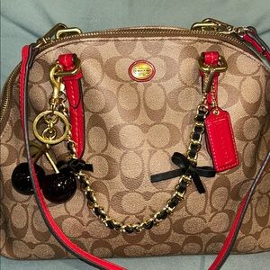 Coach Peyton Signature Cora Domed Satchel Shoulder Bag with Gold Accents NWOT
